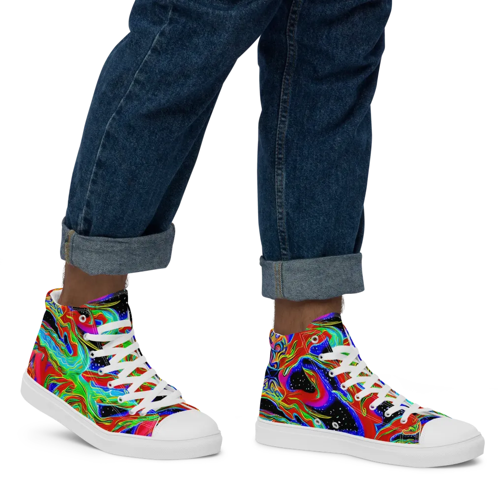 Galactic Torrent on Men's High Top Canvas Shoes — Right