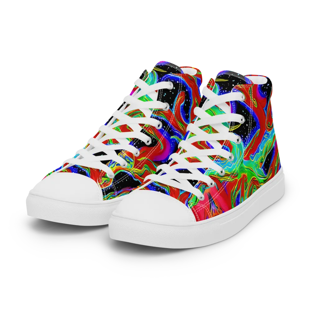 Galactic Torrent on Women's High Top Canvas Shoes — Left Front