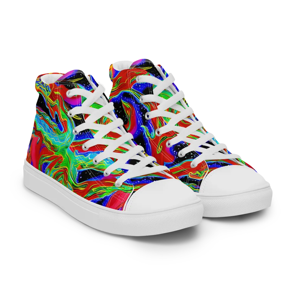 Galactic Torrent on Women's High Top Canvas Shoes — Right Front