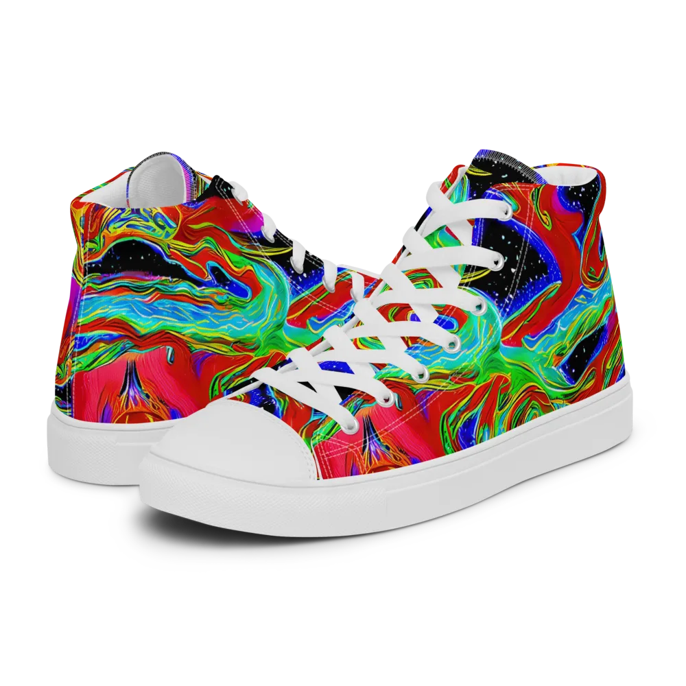 Galactic Torrent on Women's High Top Canvas Shoes — Left