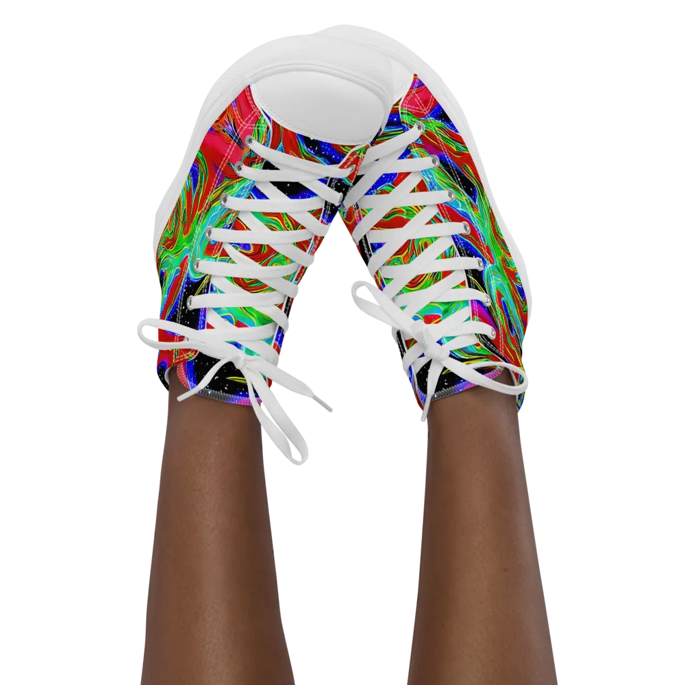 Galactic Torrent on Women's High Top Canvas Shoes — Front