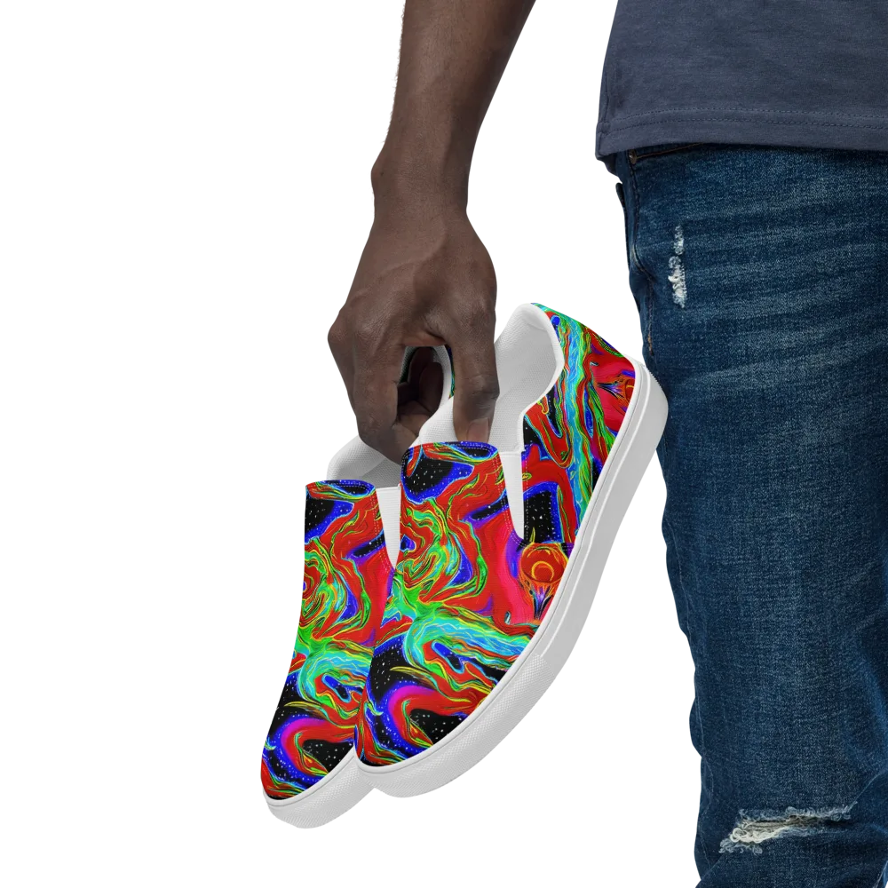 Galactic Torrent on Men's Slip-On Canvas Shoes — Left Front