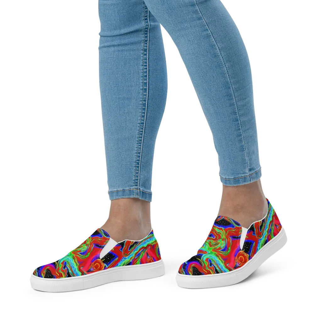 Galactic Torrent on Women's Slip-On Canvas Shoes — Front