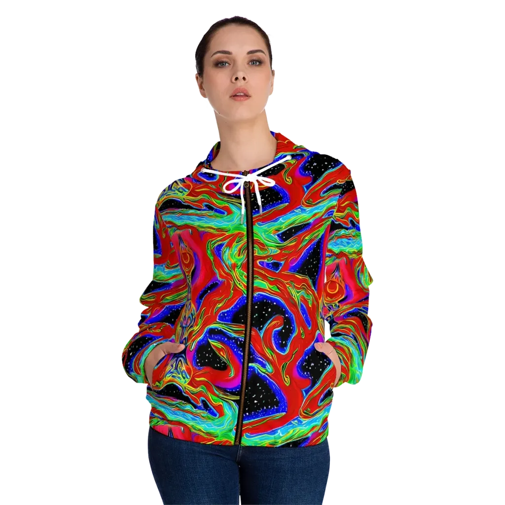 Galactic Torrent on Women's Full-Zip Hoodie — Front On Person