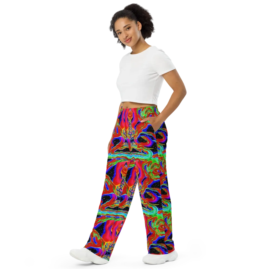 Galactic Torrent on Wide-Leg Pants — Left Front