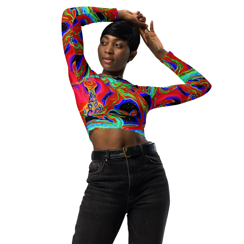 Galactic Torrent on Long Sleeve Crop Top — Front