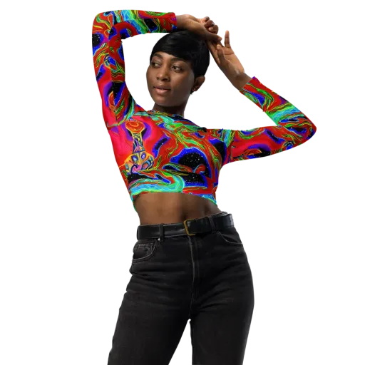 Galactic Torrent on a Long Sleeve Crop Top