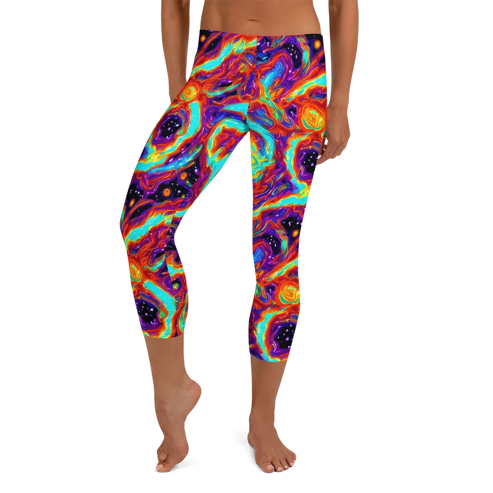 Spectrum On Fire on Capri Leggings — Front