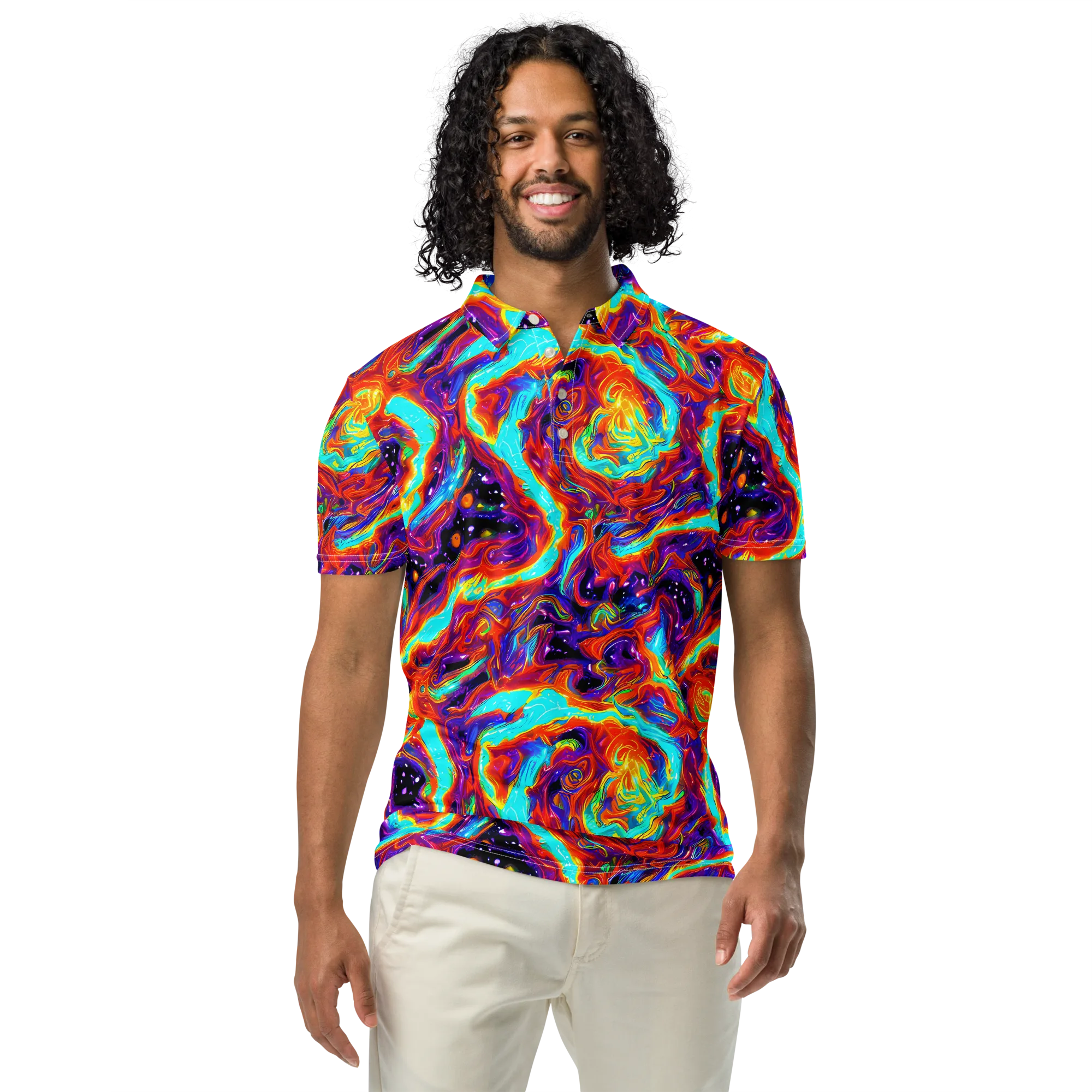 Spectrum On Fire on Men's Slim Fit Polo Shirt — Front