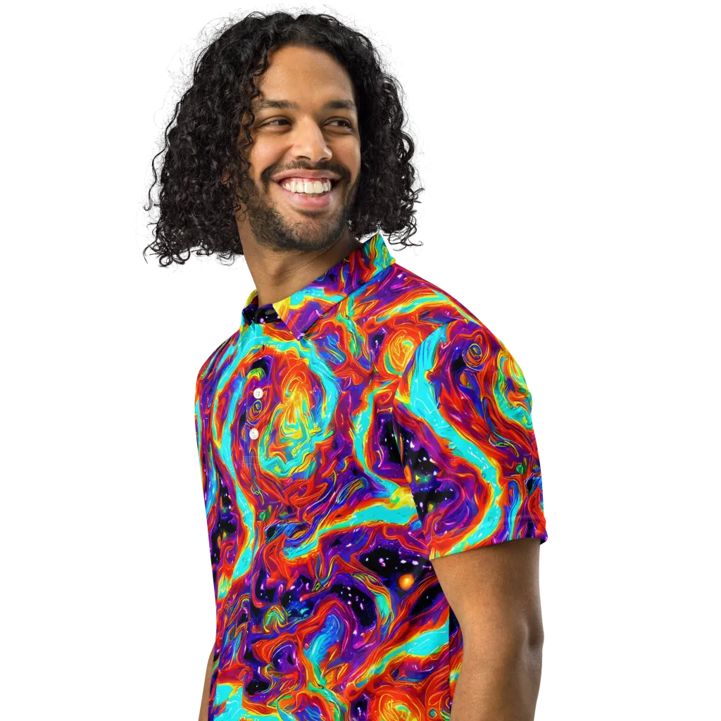 Spectrum On Fire on Men's Slim Fit Polo Shirt — Left Front
