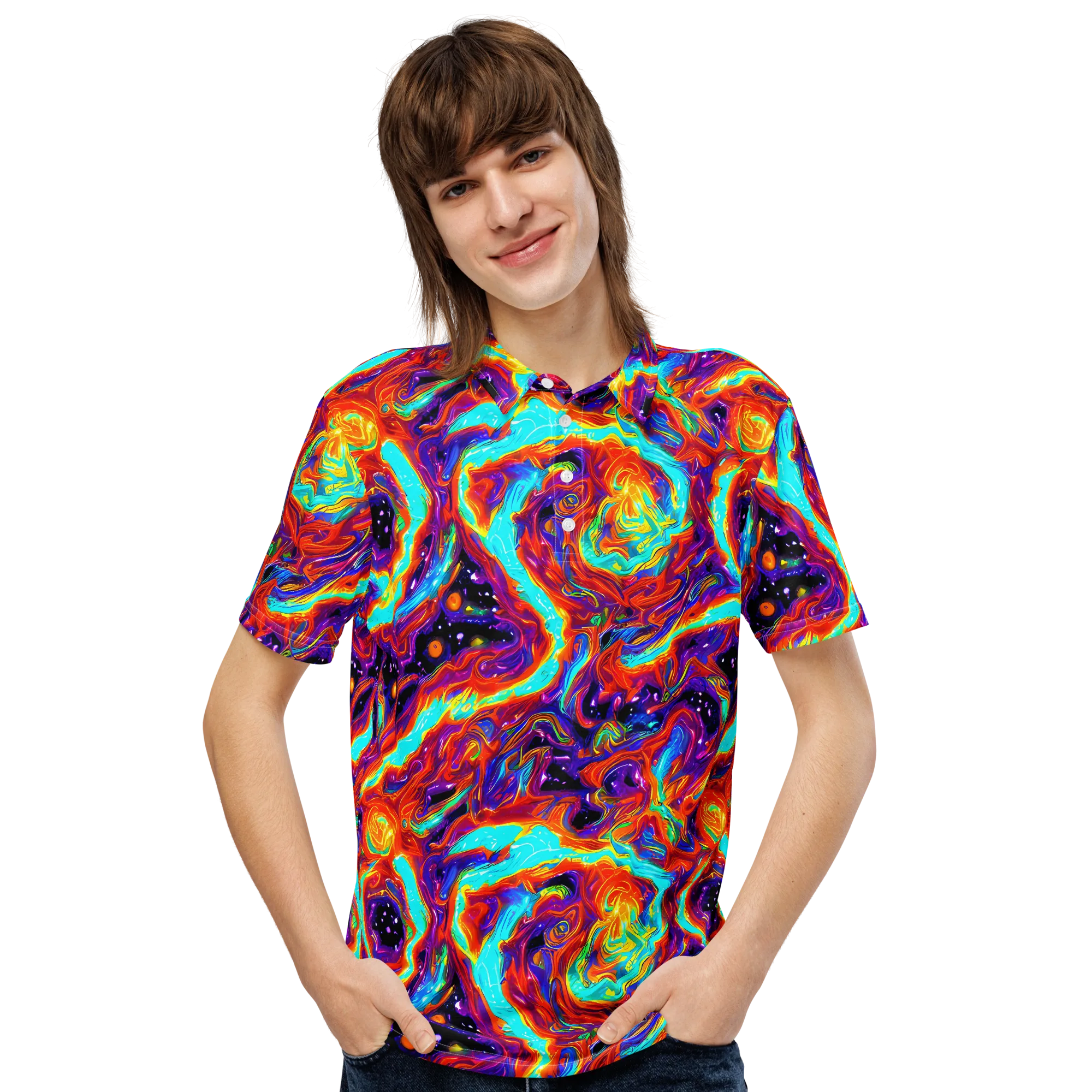 Spectrum On Fire on Men's Slim Fit Polo Shirt — Front