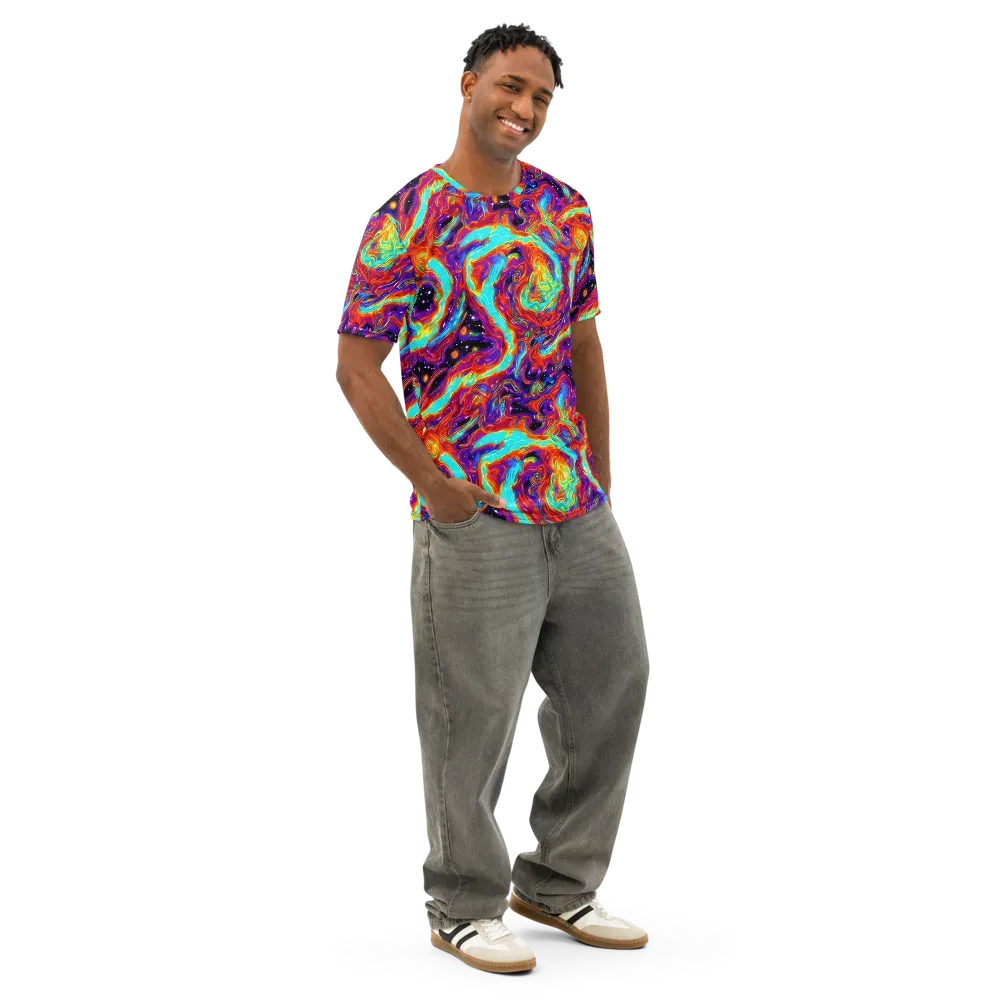 Spectrum On Fire on Men's Cotton Crew Neck T-Shirt — Right Front