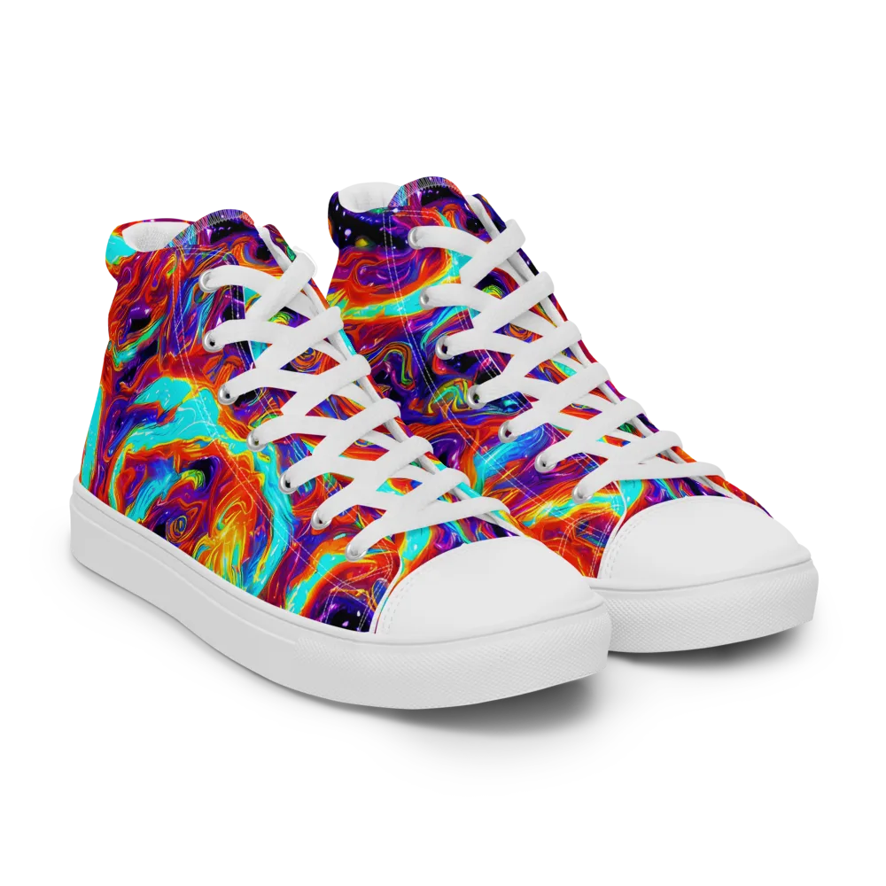 Spectrum On Fire on Men's High Top Canvas Shoes — Right Front