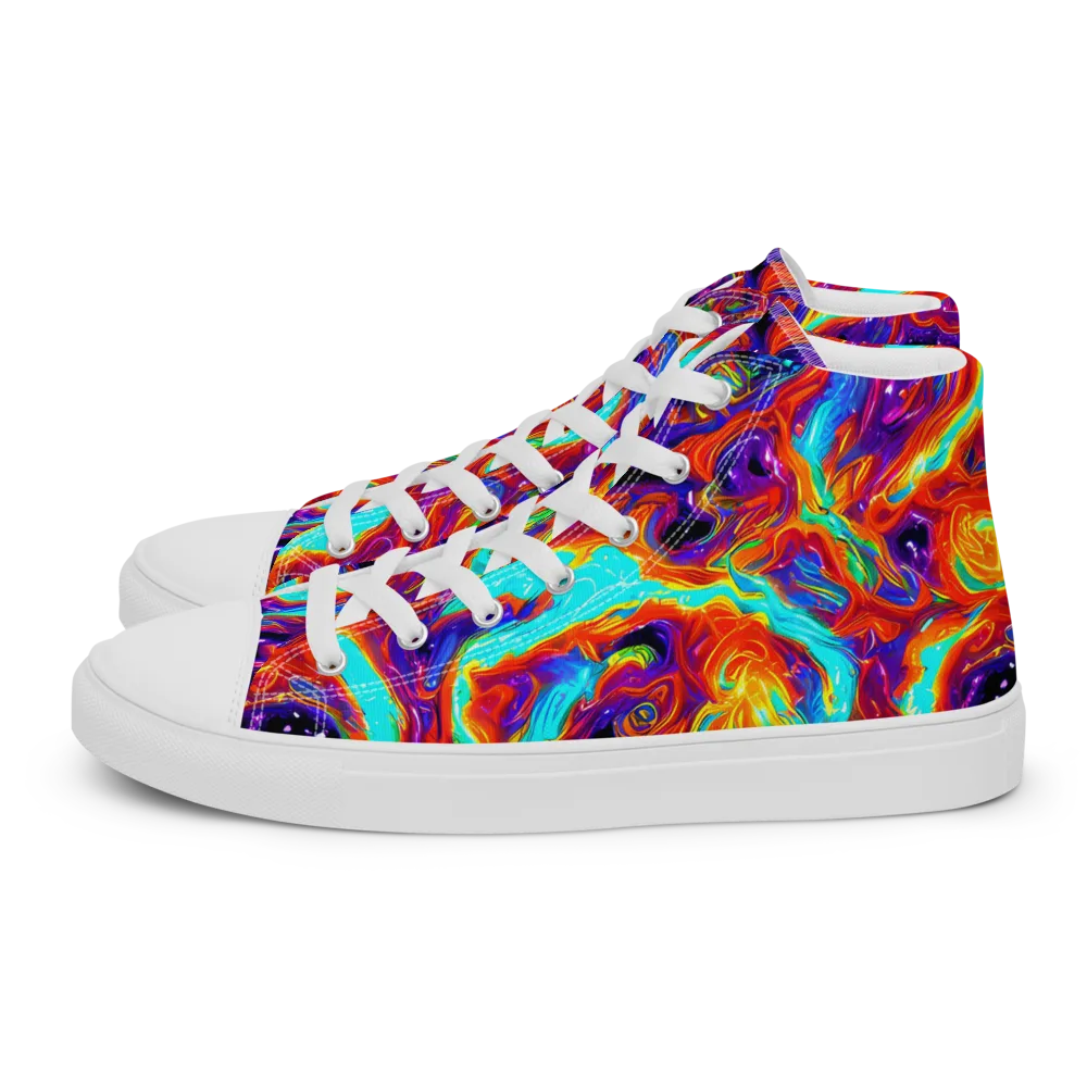Spectrum On Fire on Men's High Top Canvas Shoes — Left