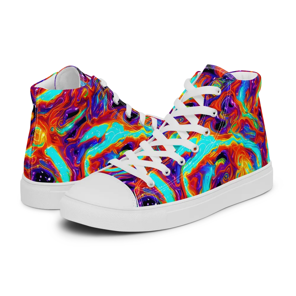 Spectrum On Fire on Men's High Top Canvas Shoes — Left
