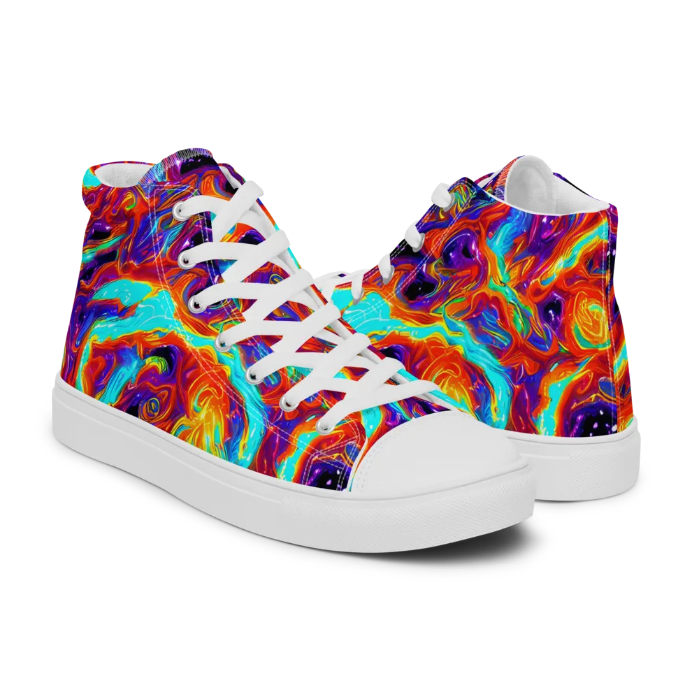Spectrum On Fire on Men's High Top Canvas Shoes — Right