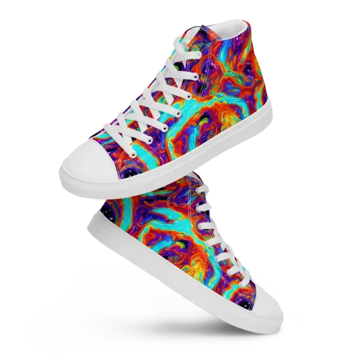 Spectrum On Fire on a Men's High Top Canvas Shoes