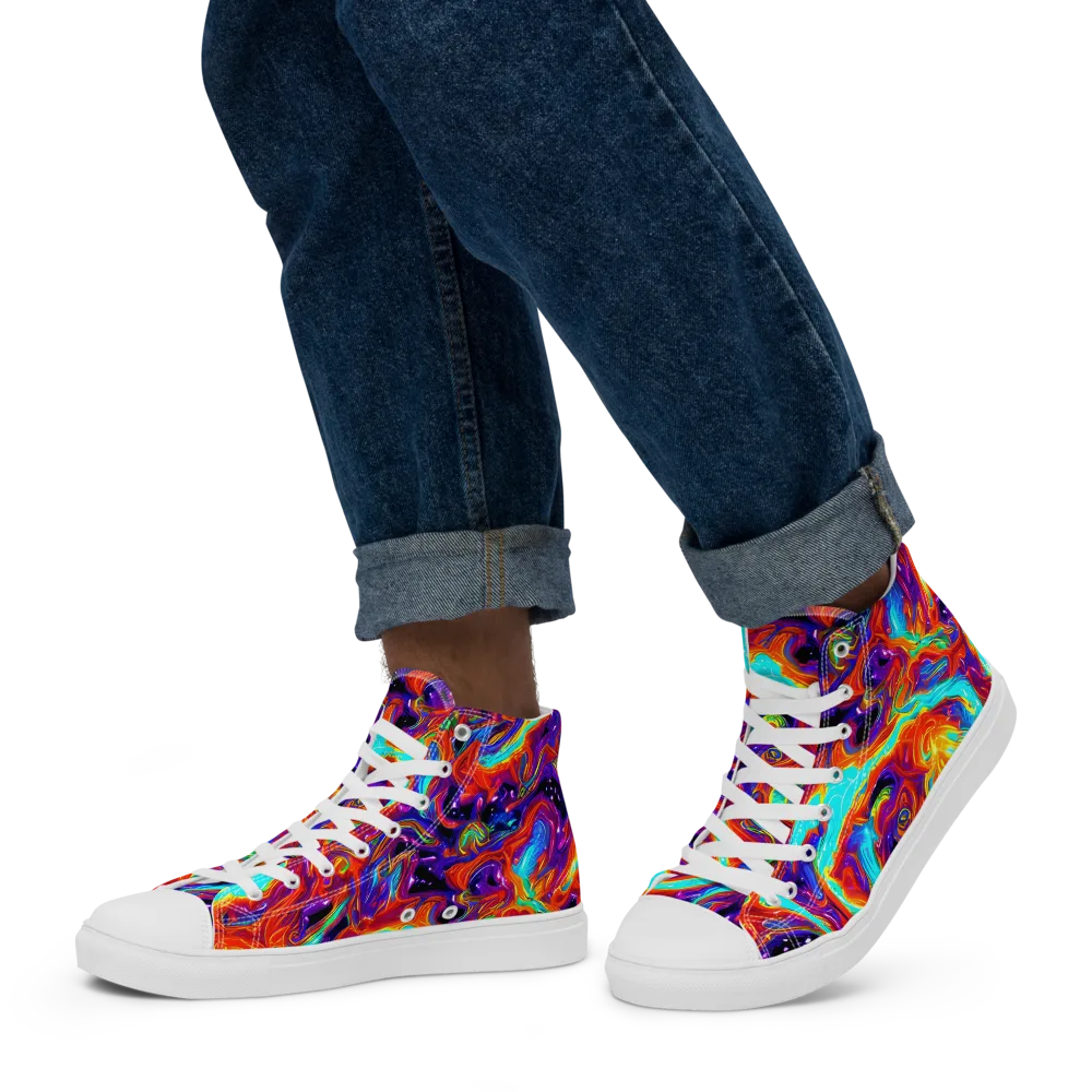 Spectrum On Fire on Men's High Top Canvas Shoes — Left