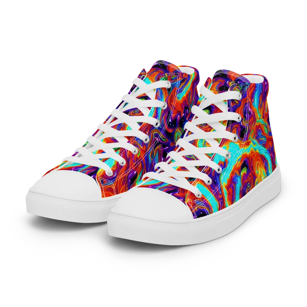 Spectrum On Fire on Women's High Top Canvas Shoes — Left Front