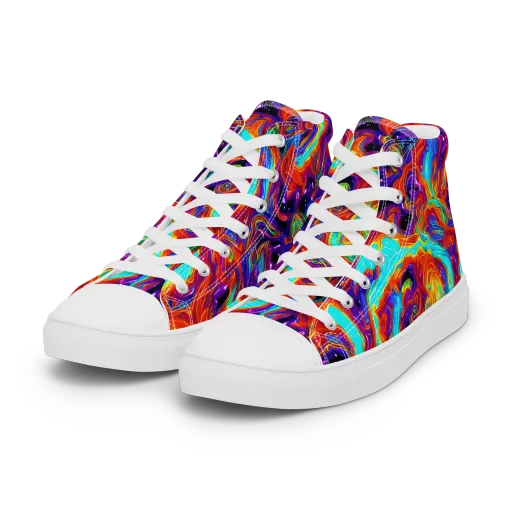Spectrum On Fire on a Women's High Top Canvas Shoes