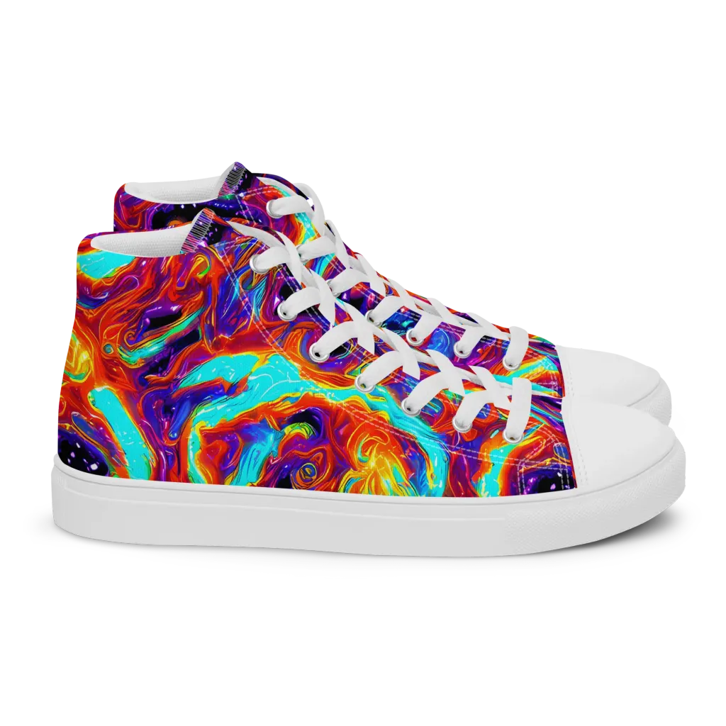 Spectrum On Fire on Women's High Top Canvas Shoes — Right