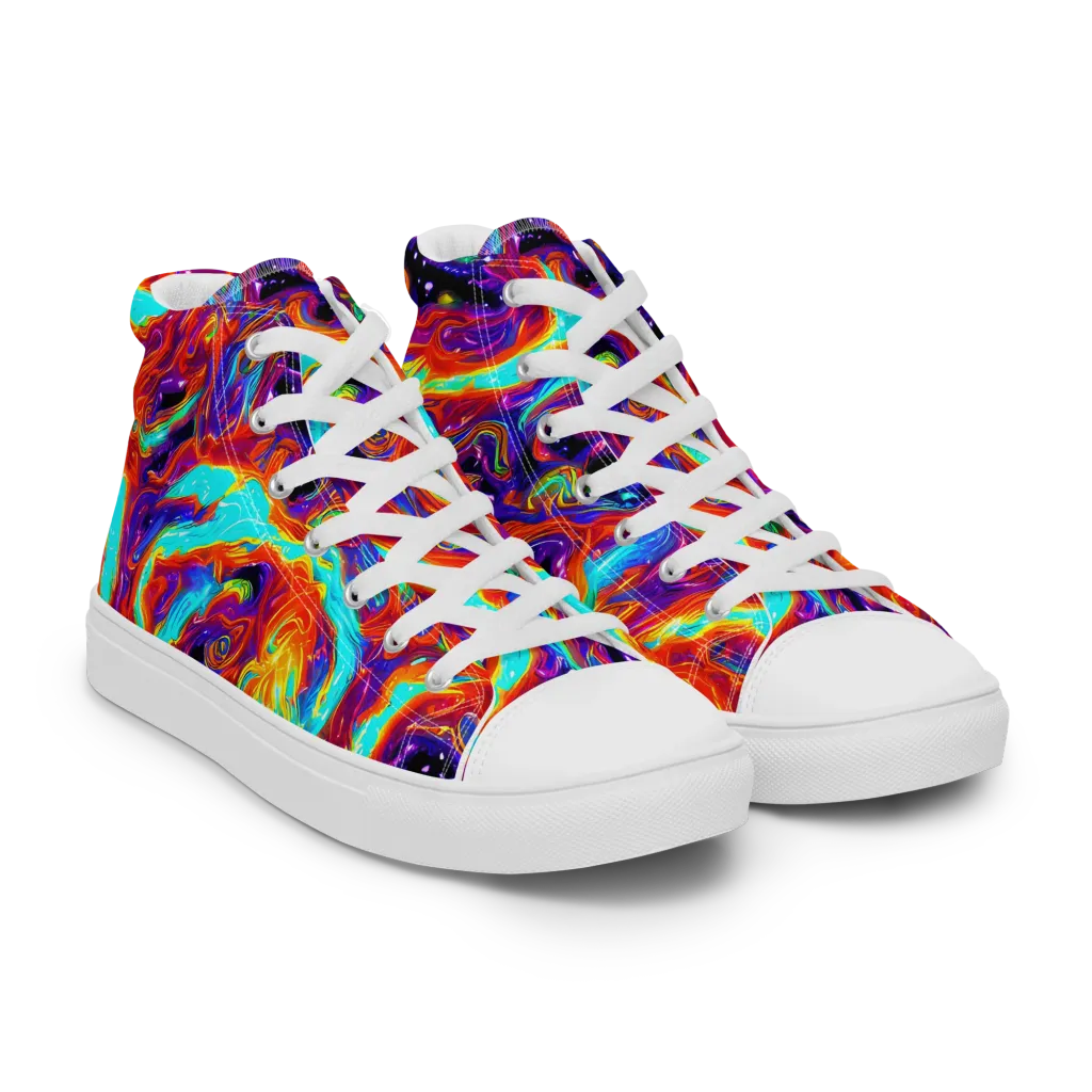 Spectrum On Fire on Women's High Top Canvas Shoes — Right Front