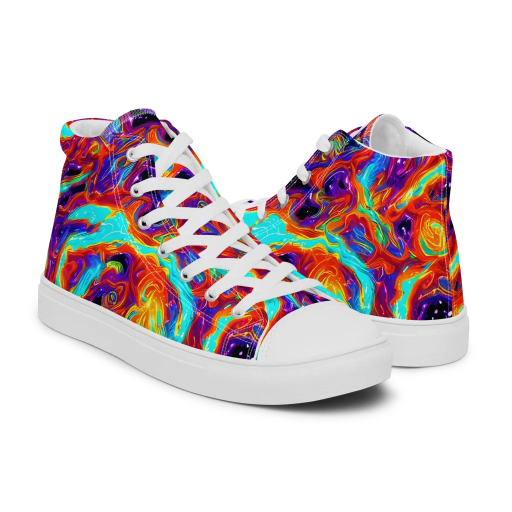 Spectrum On Fire on Women's High Top Canvas Shoes — Right