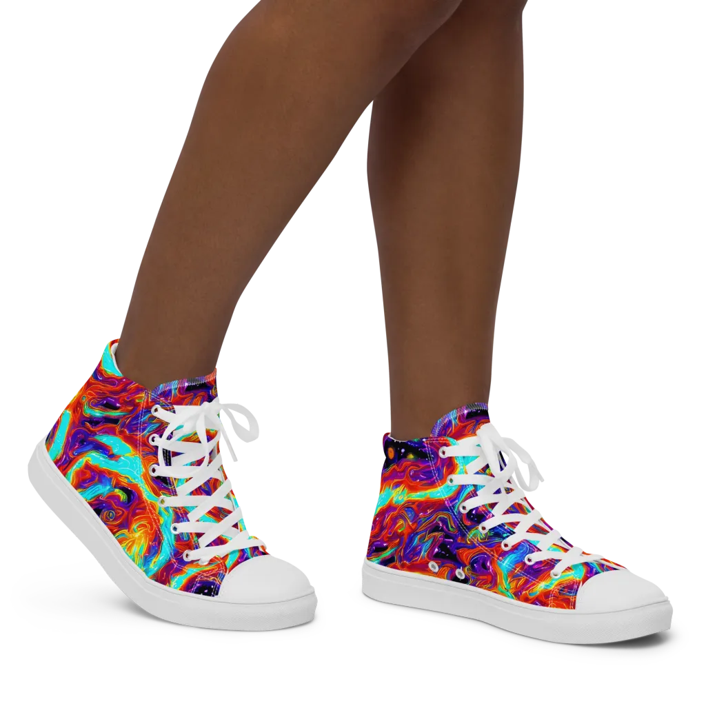 Spectrum On Fire on Women's High Top Canvas Shoes — Right