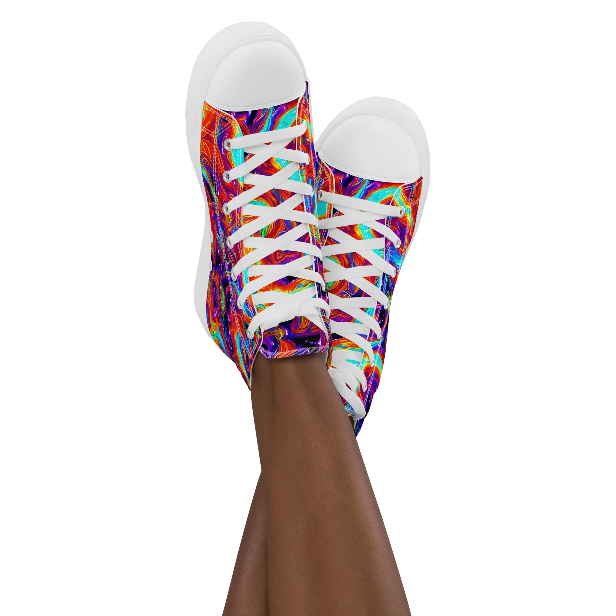 Spectrum On Fire on Women's High Top Canvas Shoes — Front