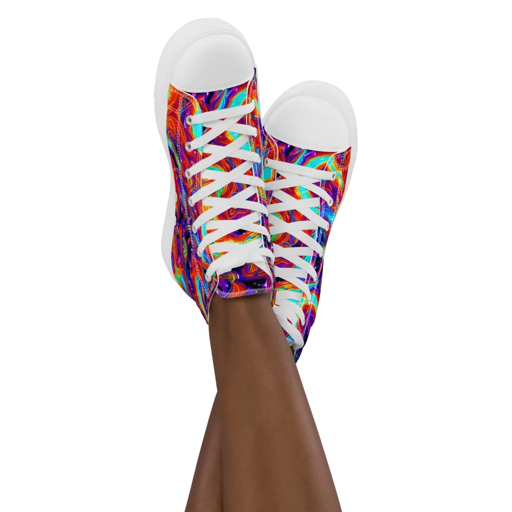 Spectrum On Fire on Women's High Top Canvas Shoes — Front
