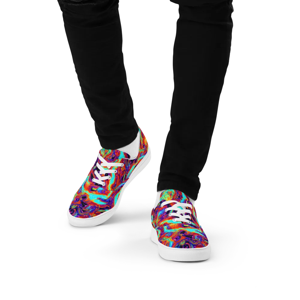 Spectrum On Fire on Men's Lace-Up Canvas Shoes — Front