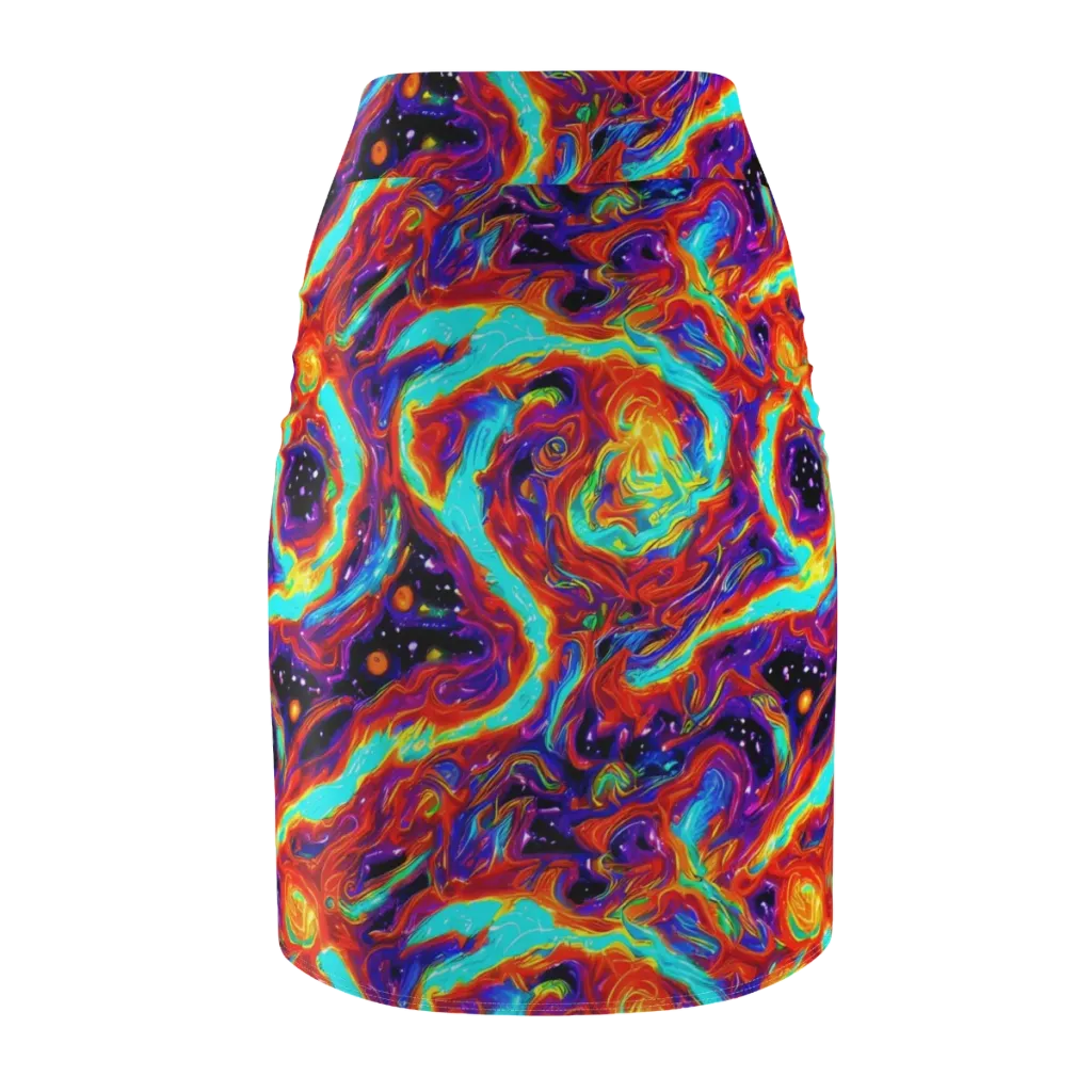 Spectrum On Fire on Pencil Skirt — Back