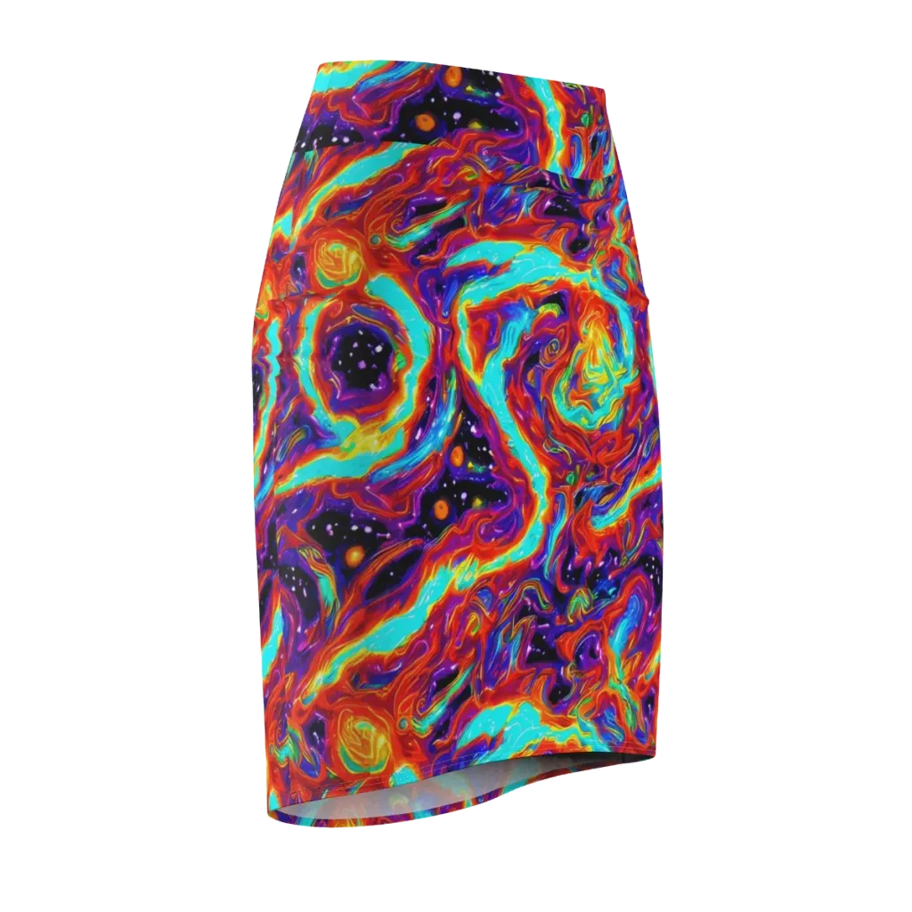 Spectrum On Fire on Pencil Skirt — Front Side