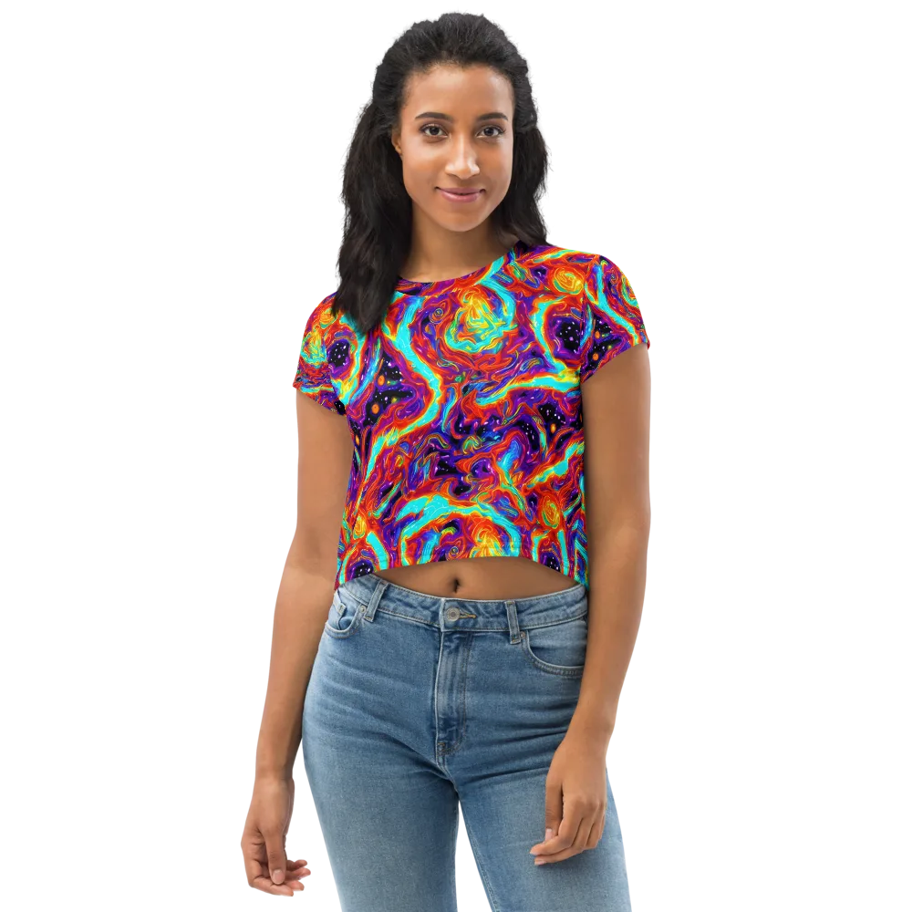 Spectrum On Fire on Crop Tee — Front