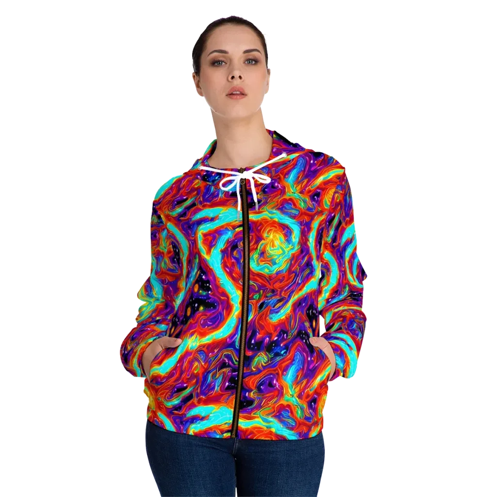 Spectrum On Fire on Women's Full-Zip Hoodie — Front On Person