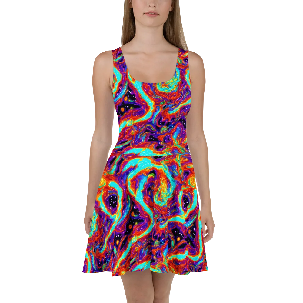 Spectrum On Fire on Skater Dress — Front