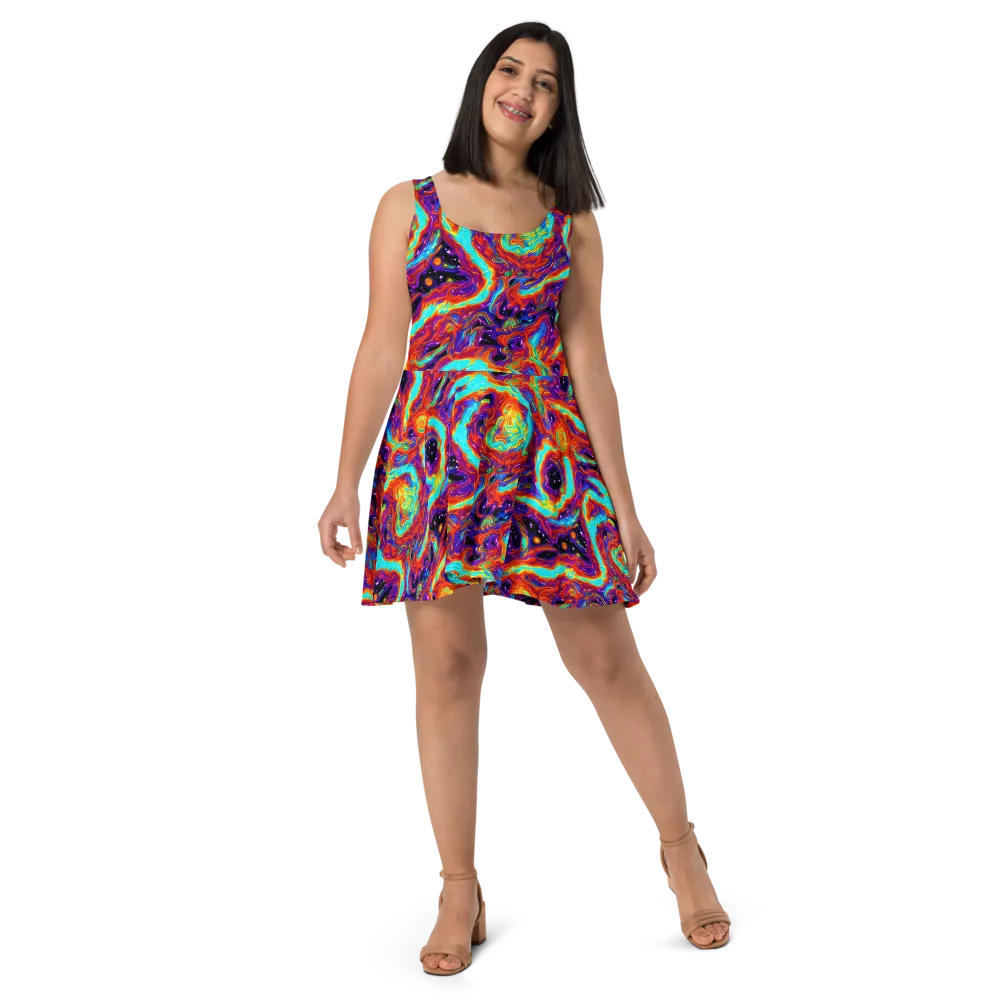 Spectrum On Fire on Skater Dress — Front