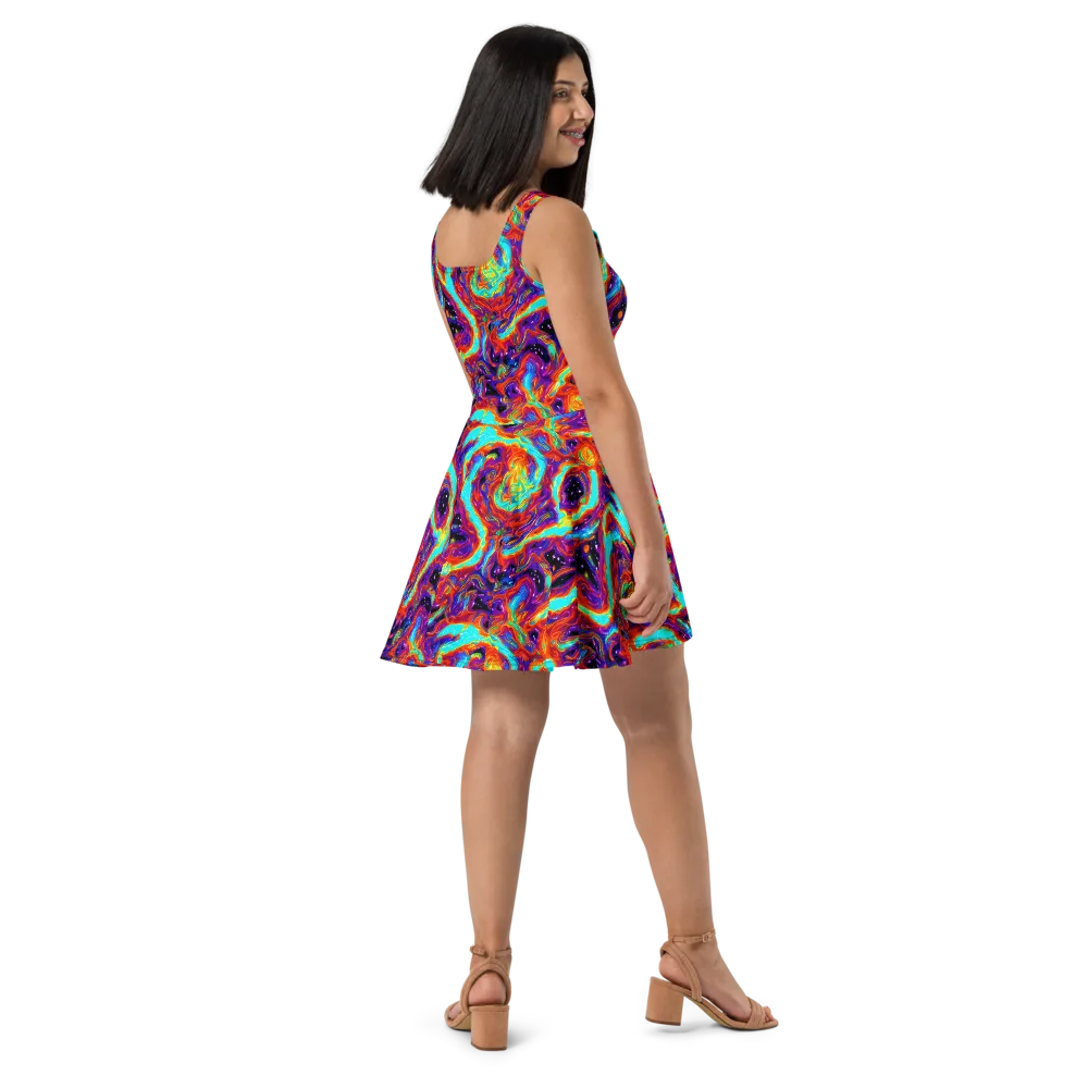 Spectrum On Fire on Skater Dress — Right