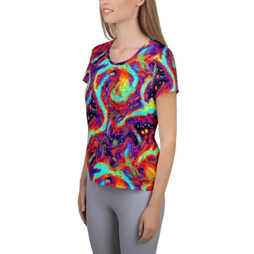 Spectrum On Fire on a Women's Athletic T-Shirt