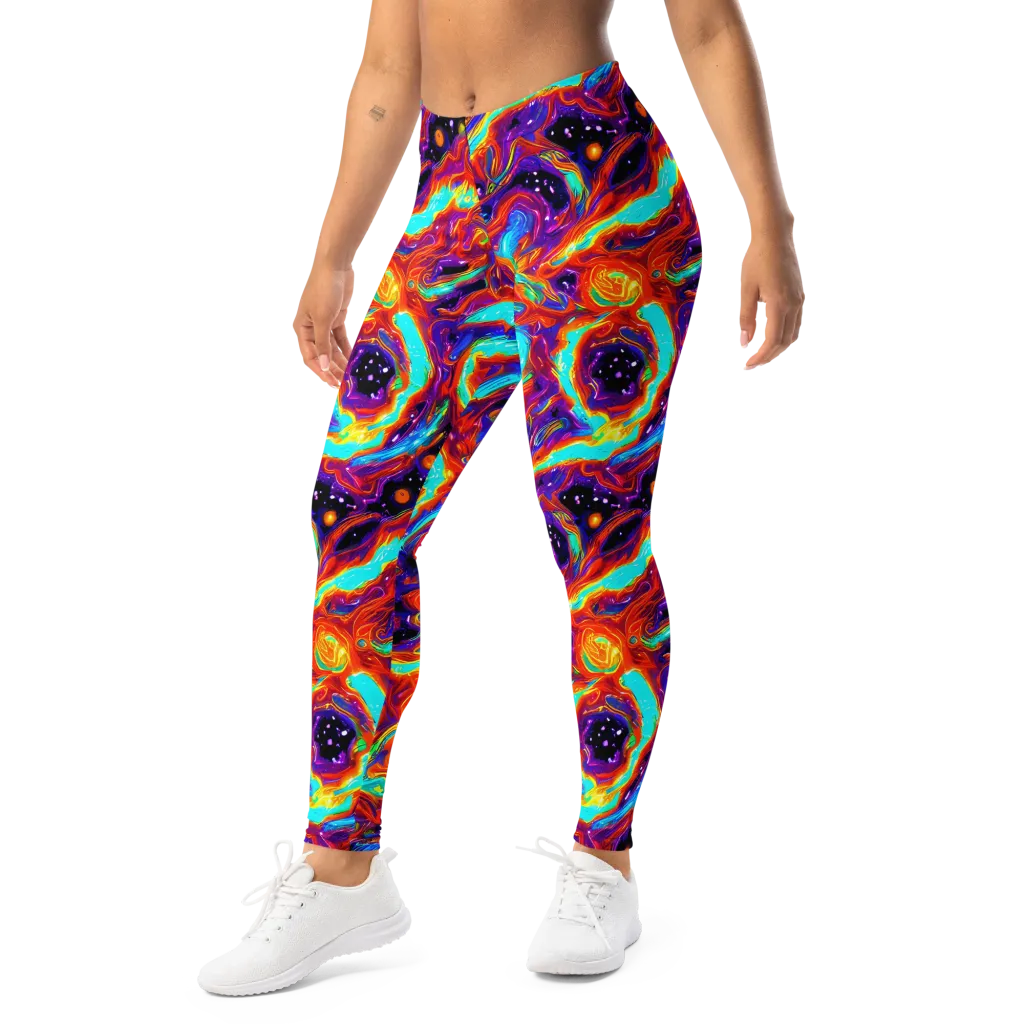 Spectrum On Fire on Leggings — Left Front