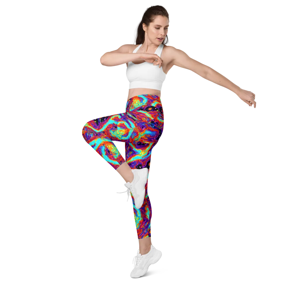 Spectrum On Fire on Leggings with Pockets — Left Front