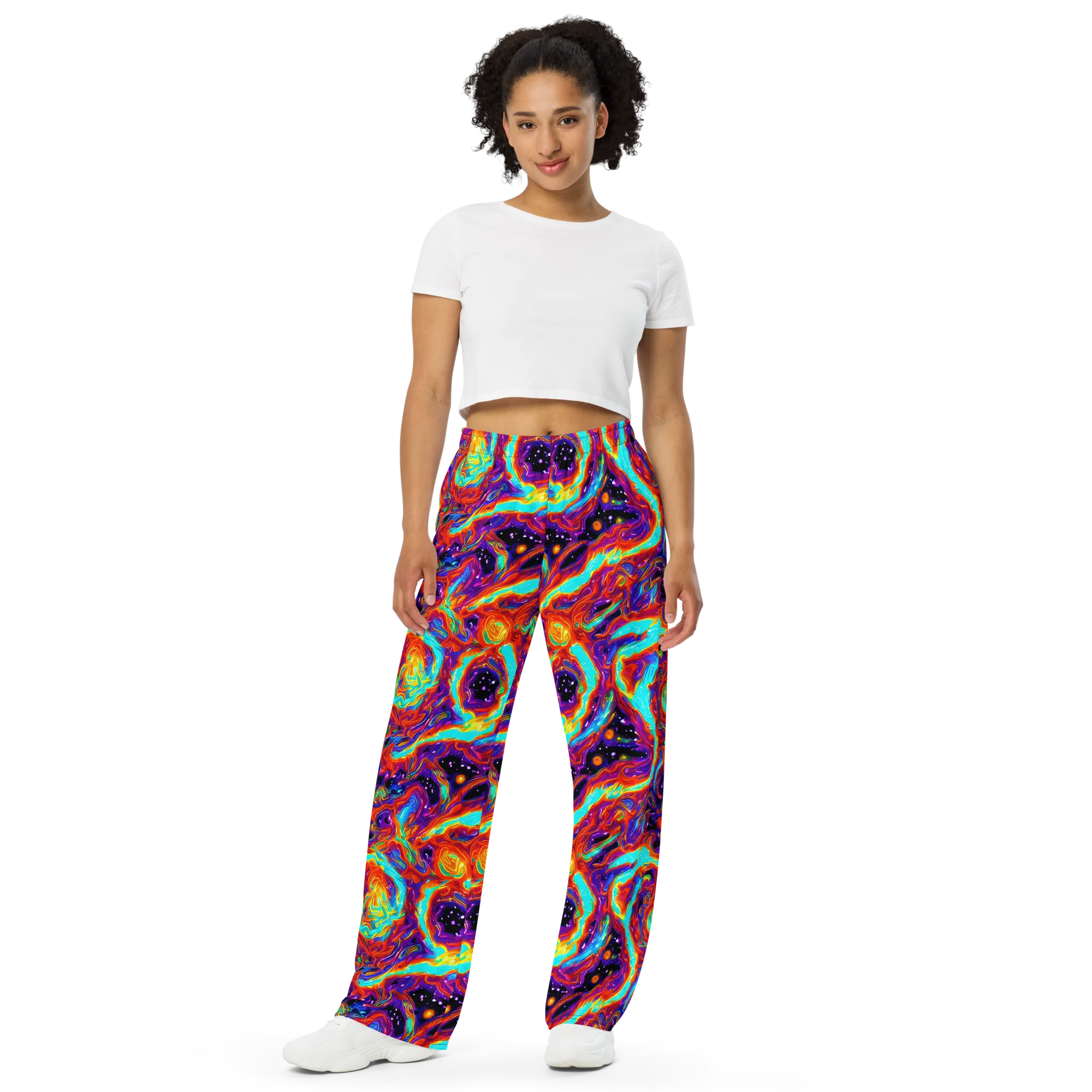 Spectrum On Fire on Wide-Leg Pants — Front