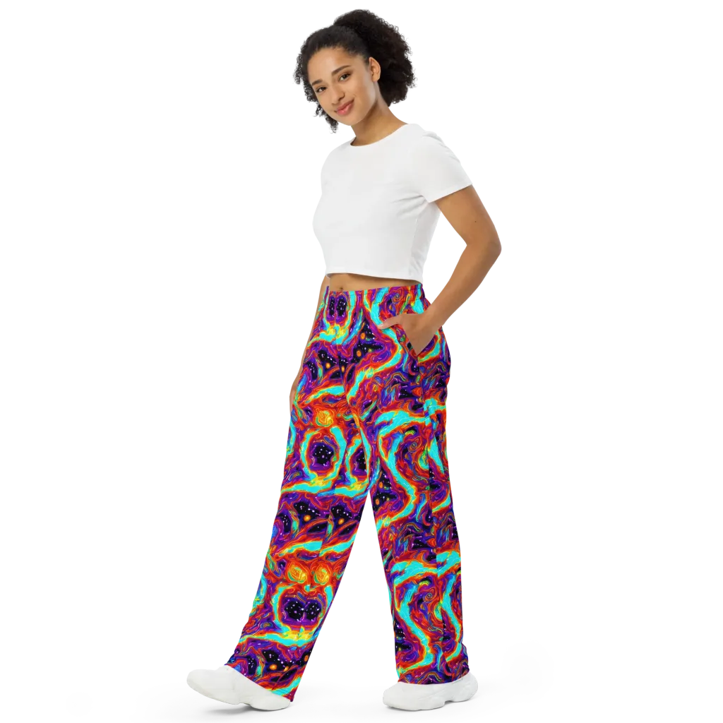 Spectrum On Fire on Wide-Leg Pants — Left Front