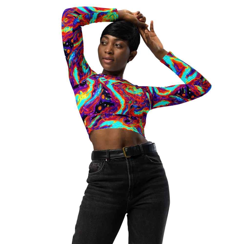 Spectrum On Fire on Long Sleeve Crop Top — Front