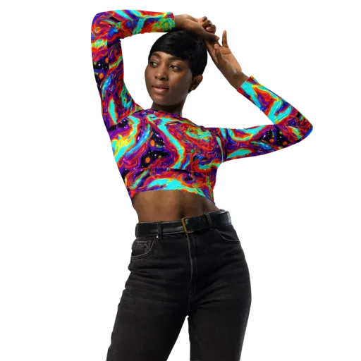 Spectrum On Fire on a Long Sleeve Crop Top