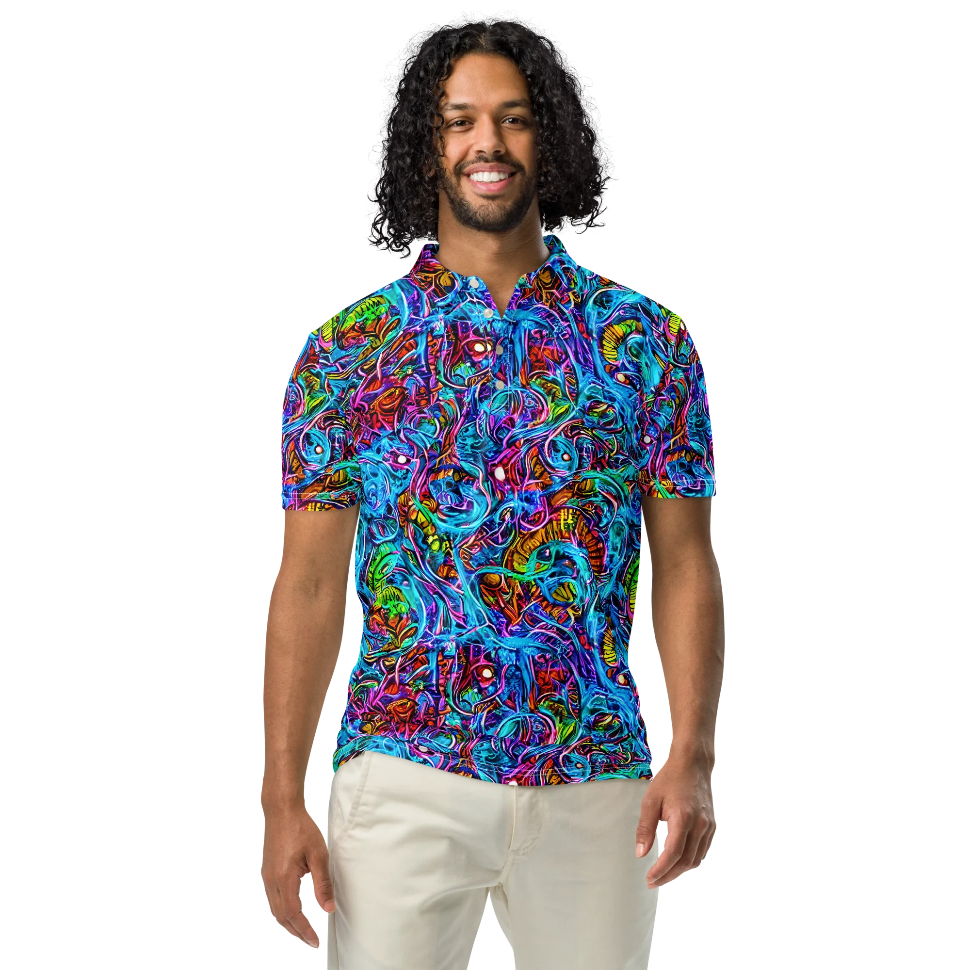 Synthetic Ocean on Men's Slim Fit Polo Shirt — Front