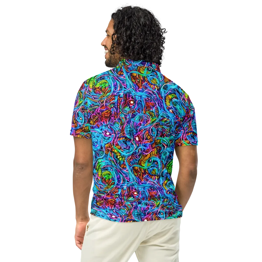 Synthetic Ocean on Men's Slim Fit Polo Shirt — Back