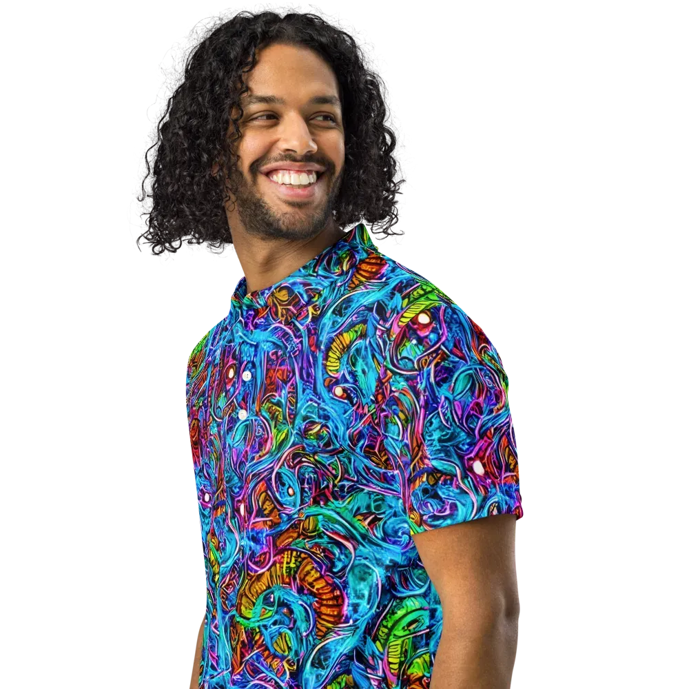 Synthetic Ocean on Men's Slim Fit Polo Shirt — Left Front