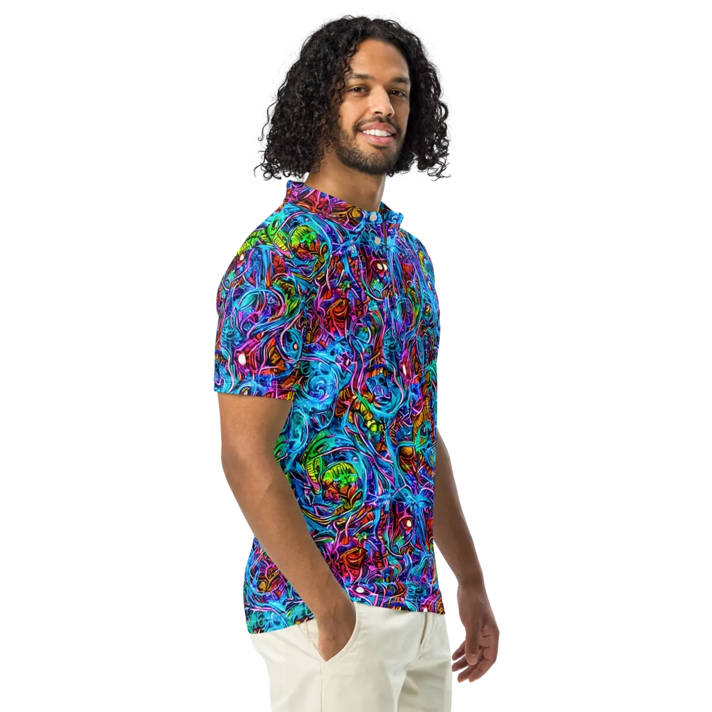 Synthetic Ocean on Men's Slim Fit Polo Shirt — Right Front