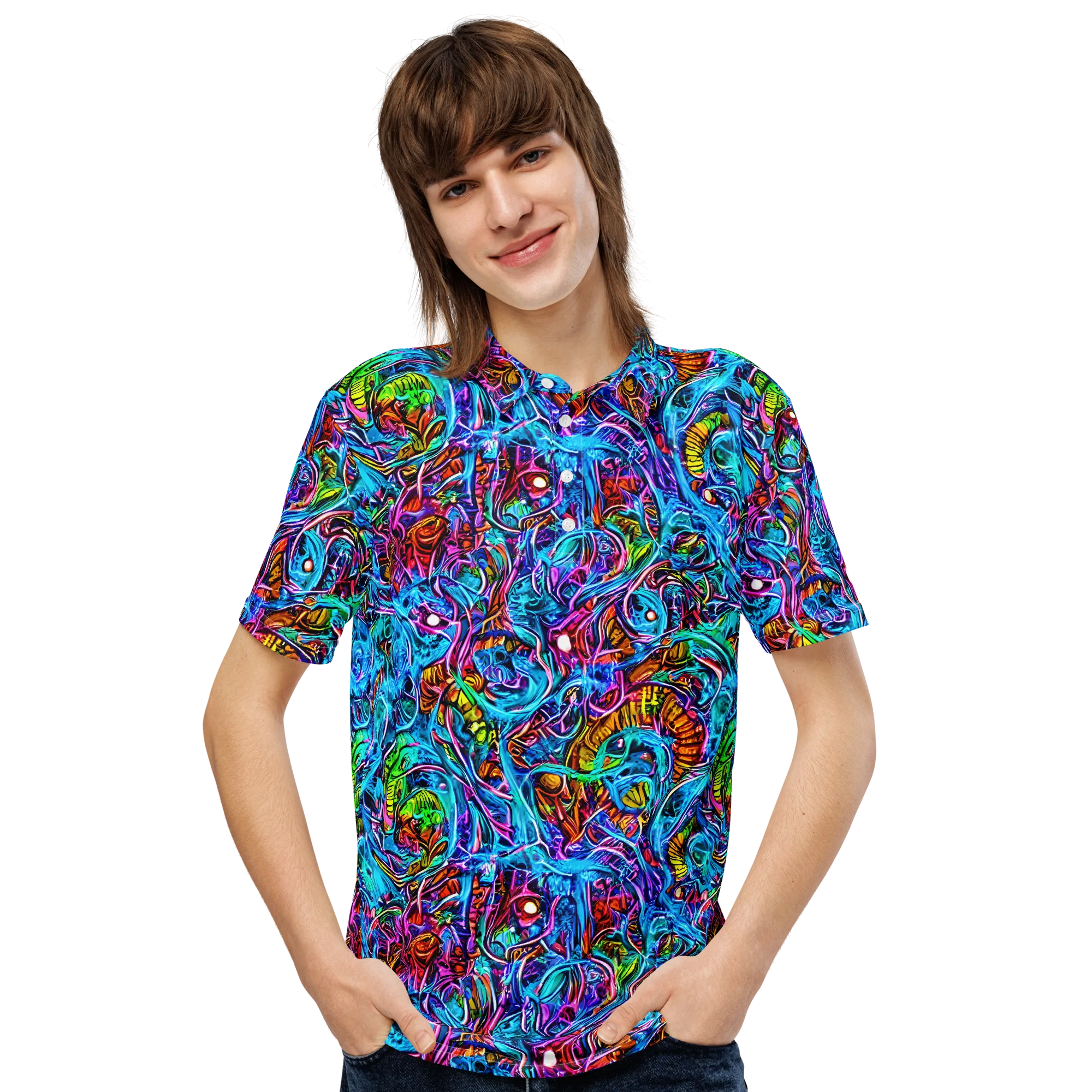 Synthetic Ocean on Men's Slim Fit Polo Shirt — Front